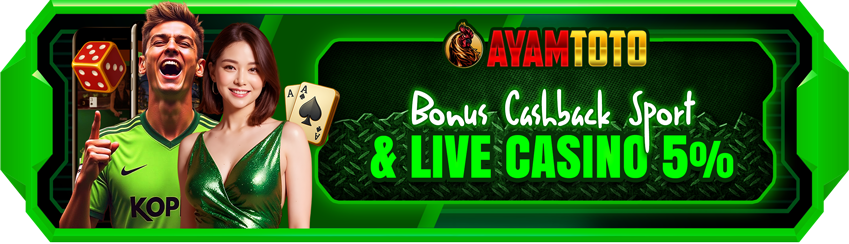 Cashback 5% dari game Live Casino serta Sportbook.